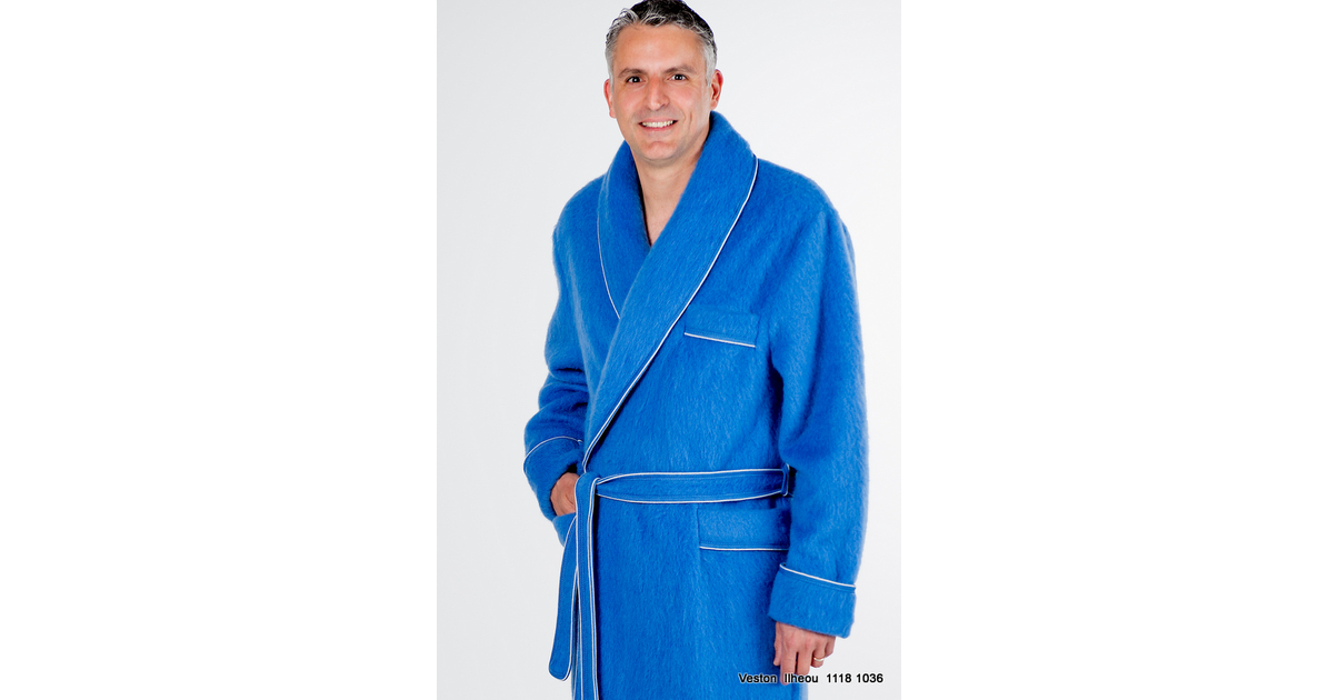 Robe De Chambre En Laine Des Pyrénées Pour Homme Veste d'intérieur Binarosse unie avec galon fantaisie - ROBES DE